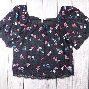 Rebecca Taylor Women’s Size 8 Feminine Floral Embroidered Lace Dressy Top